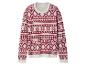 Pletený svetr s červenobílým vzorem Fair Isle