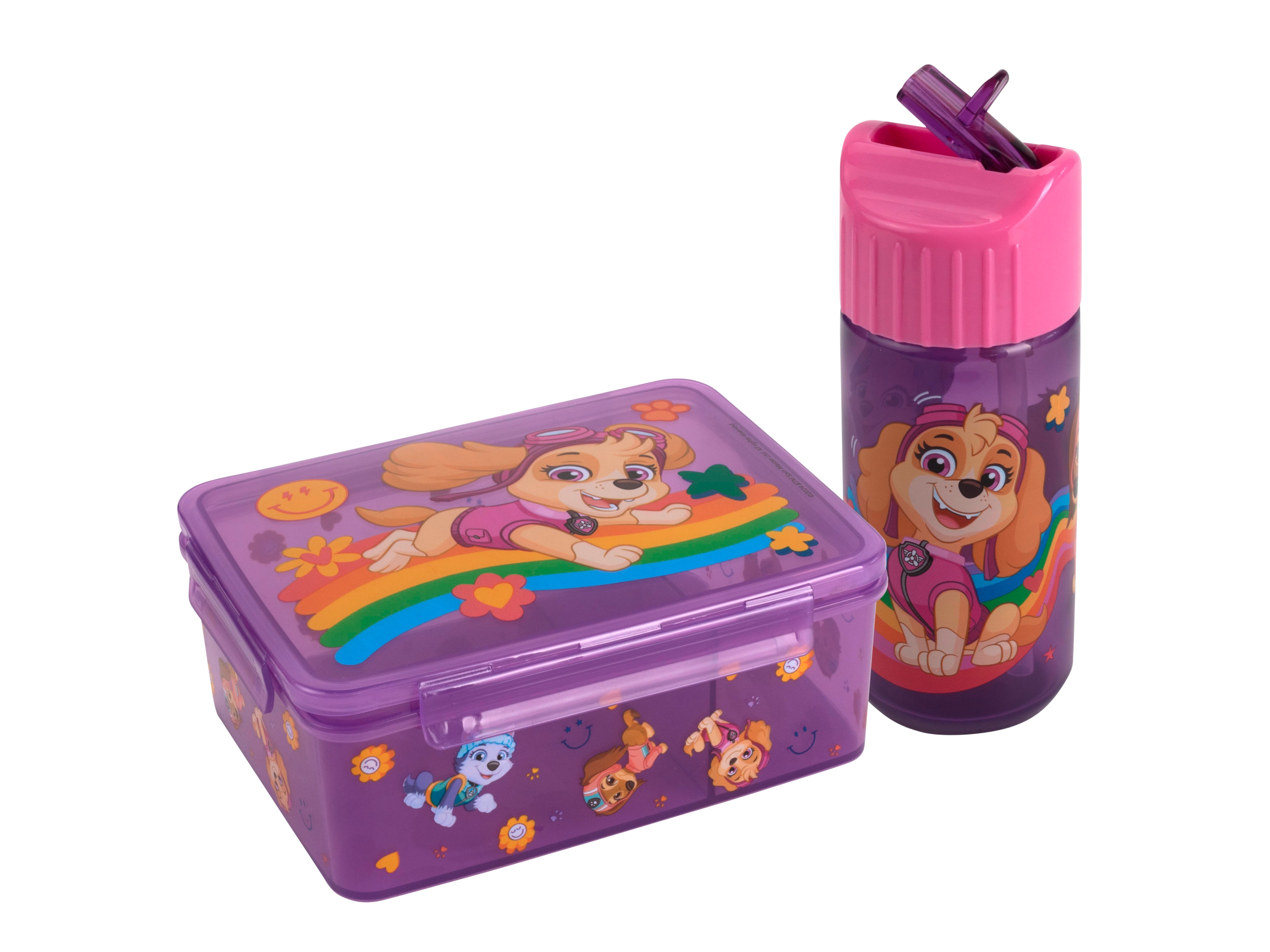 Dětská svačinová krabička a láhev Paw Patrol, fialová, duha.