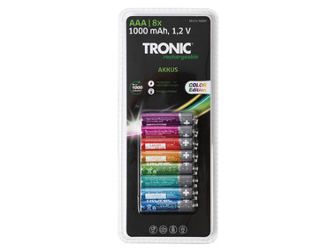 TRONIC® Nabíjecí baterie Ni-MH Ready 2 Use Color, 8 kusů, AA / AAA