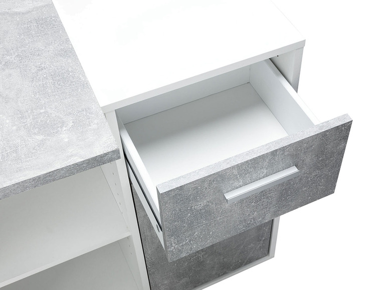  Zobrazit na celou obrazovku LIVARNO home Psací stůl se skříňkou, beton/bílá - Obrázek 6
