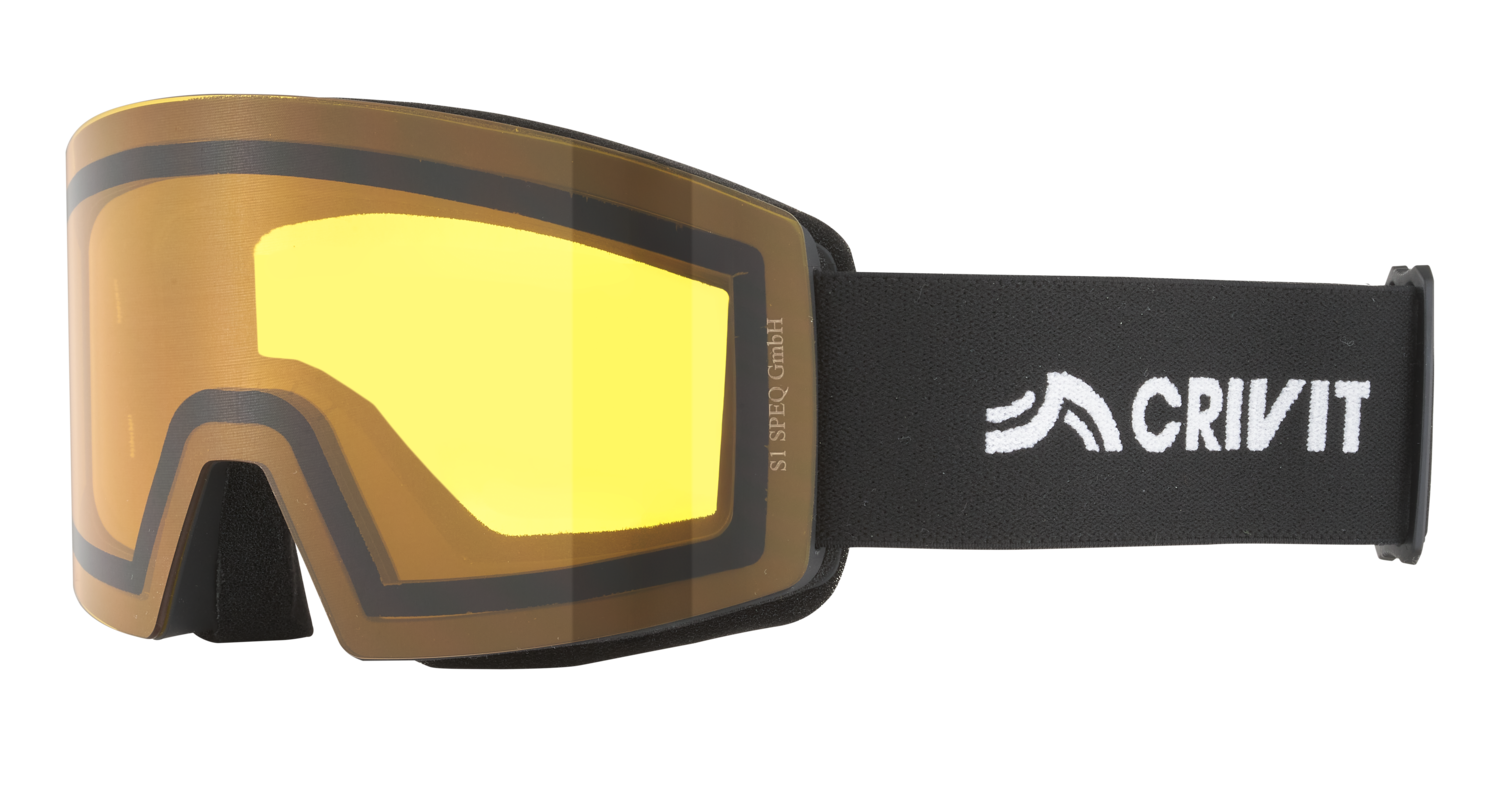 Crivit Dětské lyžařské a snowboardové brýle (špatné počasí / hranaté, černá)