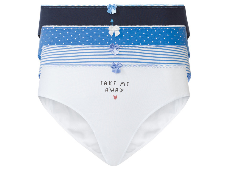 Happy Shorts Dámské kalhotky, 4 kusy (M, modrá / námořnická modrá / bílá)