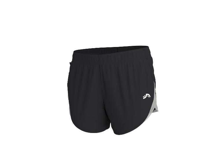 Černé sportovní šortky s šedými panely a bílým logem.