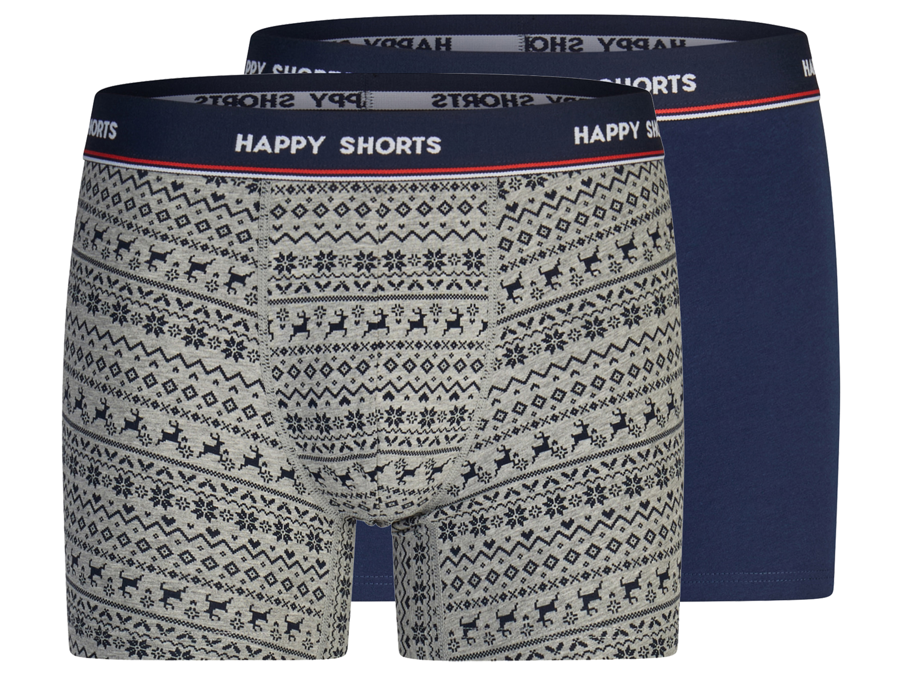 Happy Shorts Pánské vánoční boxerky, 2 kusy (navy modrá / šedá, M)