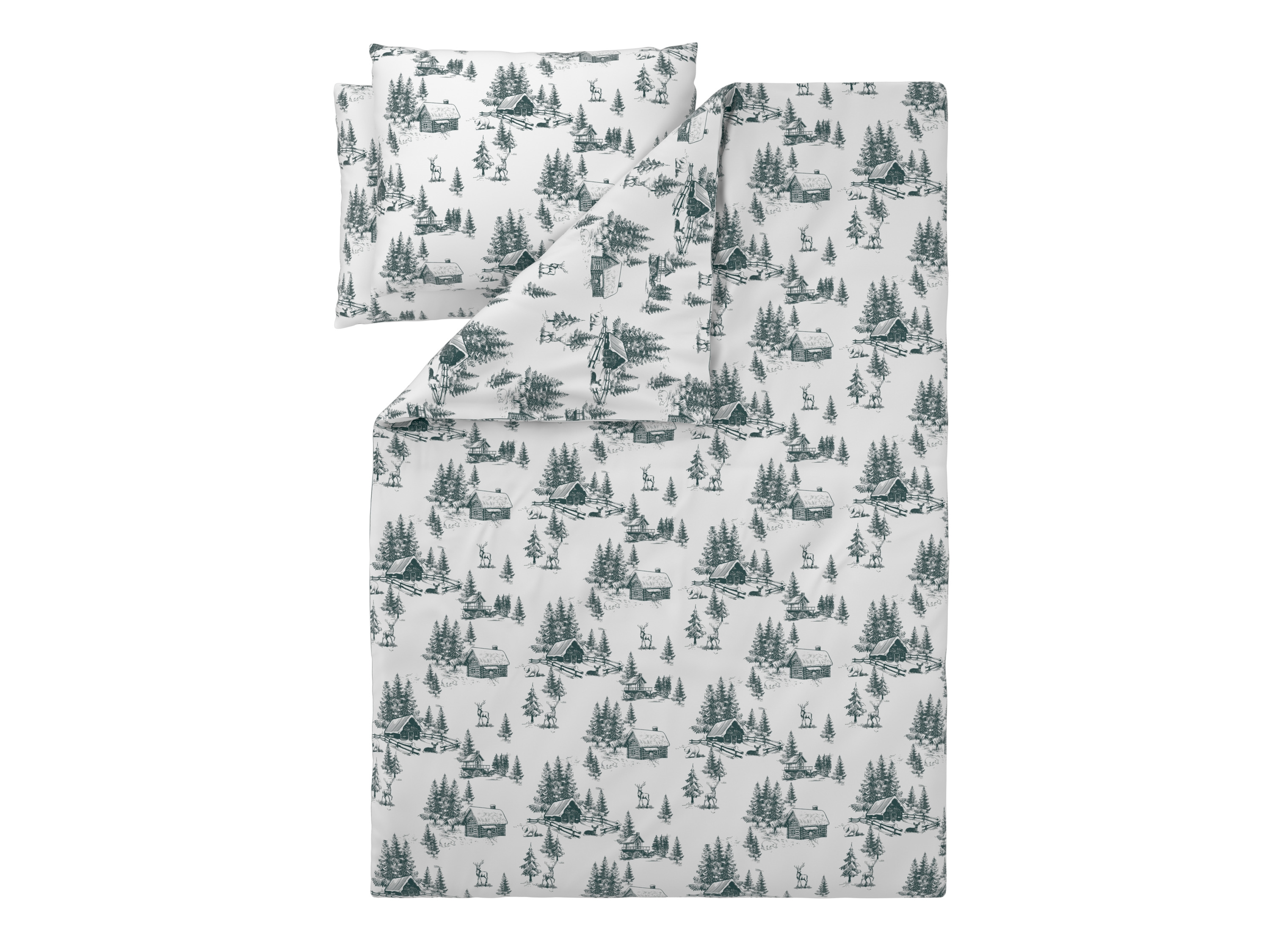 Livarno® Ložní povlečení z jemného flanelu, 200 x 220 cm, 70 x 90 cm (jedle/bílá/zelená)