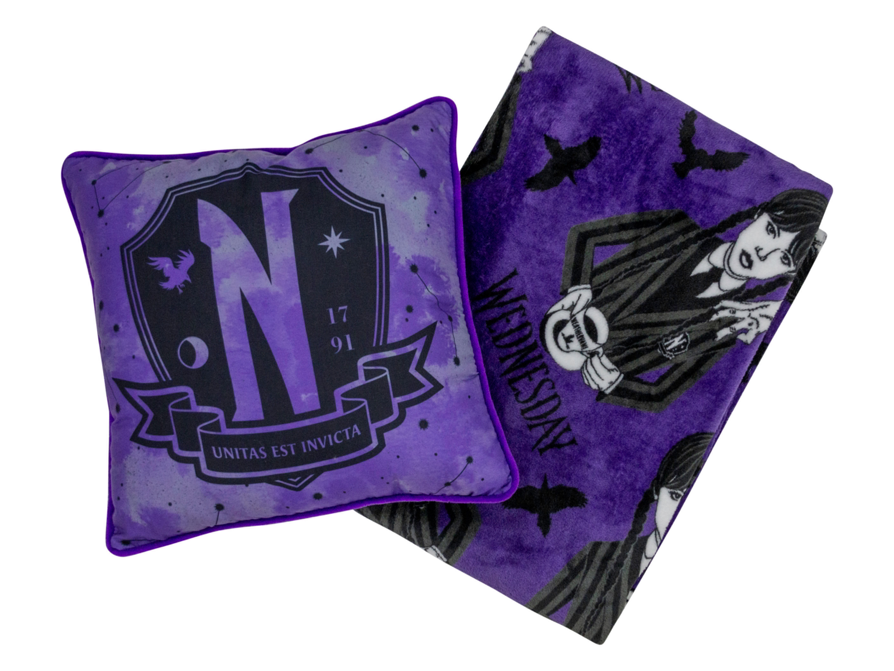 Souprava polštáře a deky na Halloween, 2dílná (lila fialová)