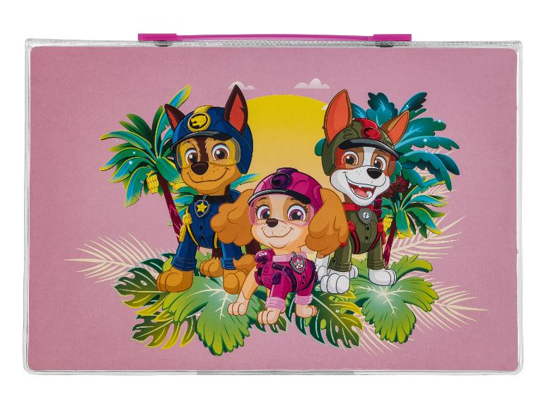 Růžová brašna Paw Patrol: Chase, Skye a Marshall na tropické dovolené.