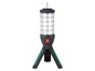Černá LED pracovní lampa s vestavěným stojanem.