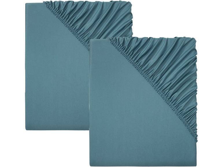Sada žerzejových napínacích prostěradel, 90-100 x 200 cm, 2dílná, tmavě modrá