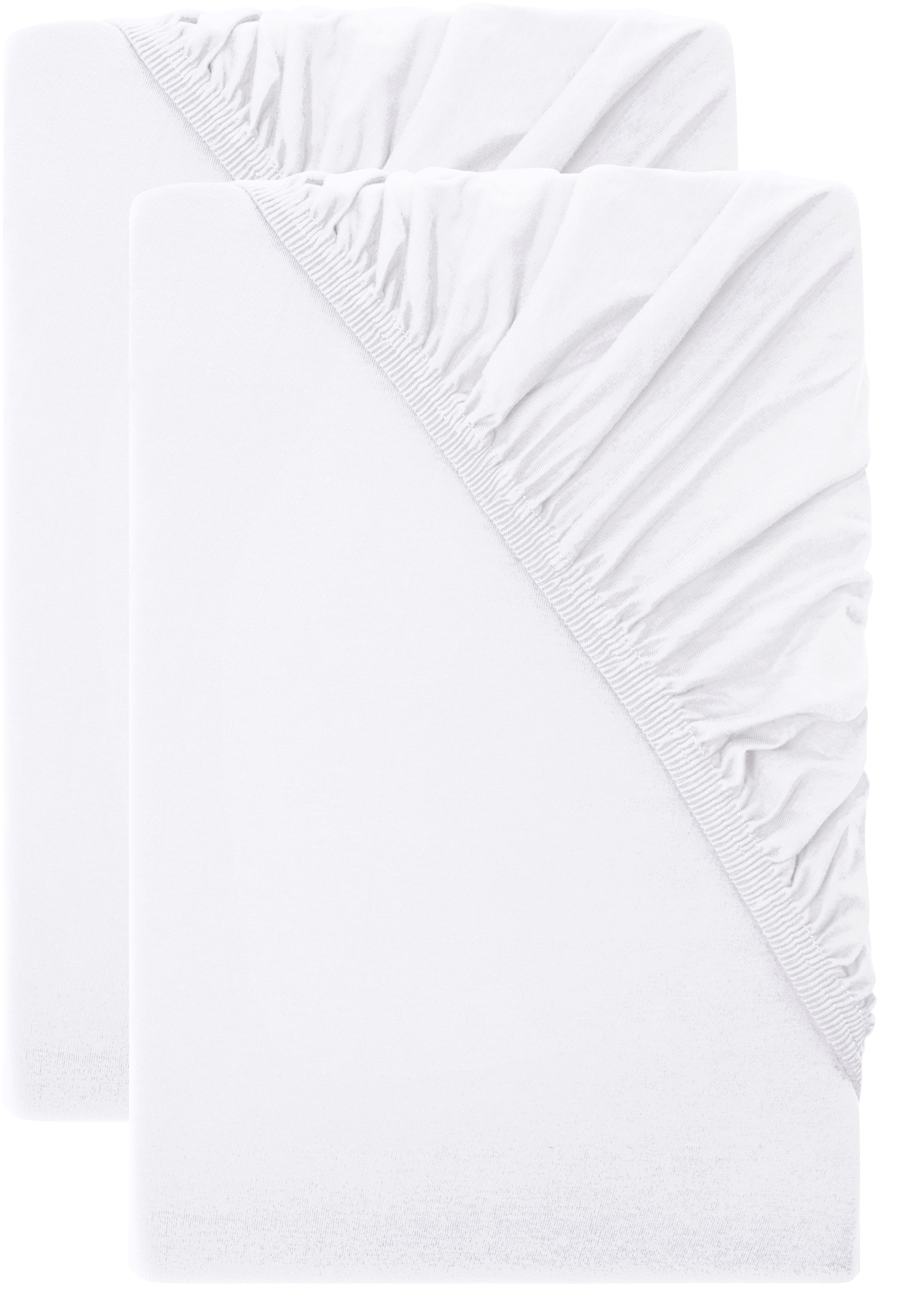 Livarno® Sada žerzejových napínacích prostěradel, 90–100 x 200 cm, 2dílná, bílá