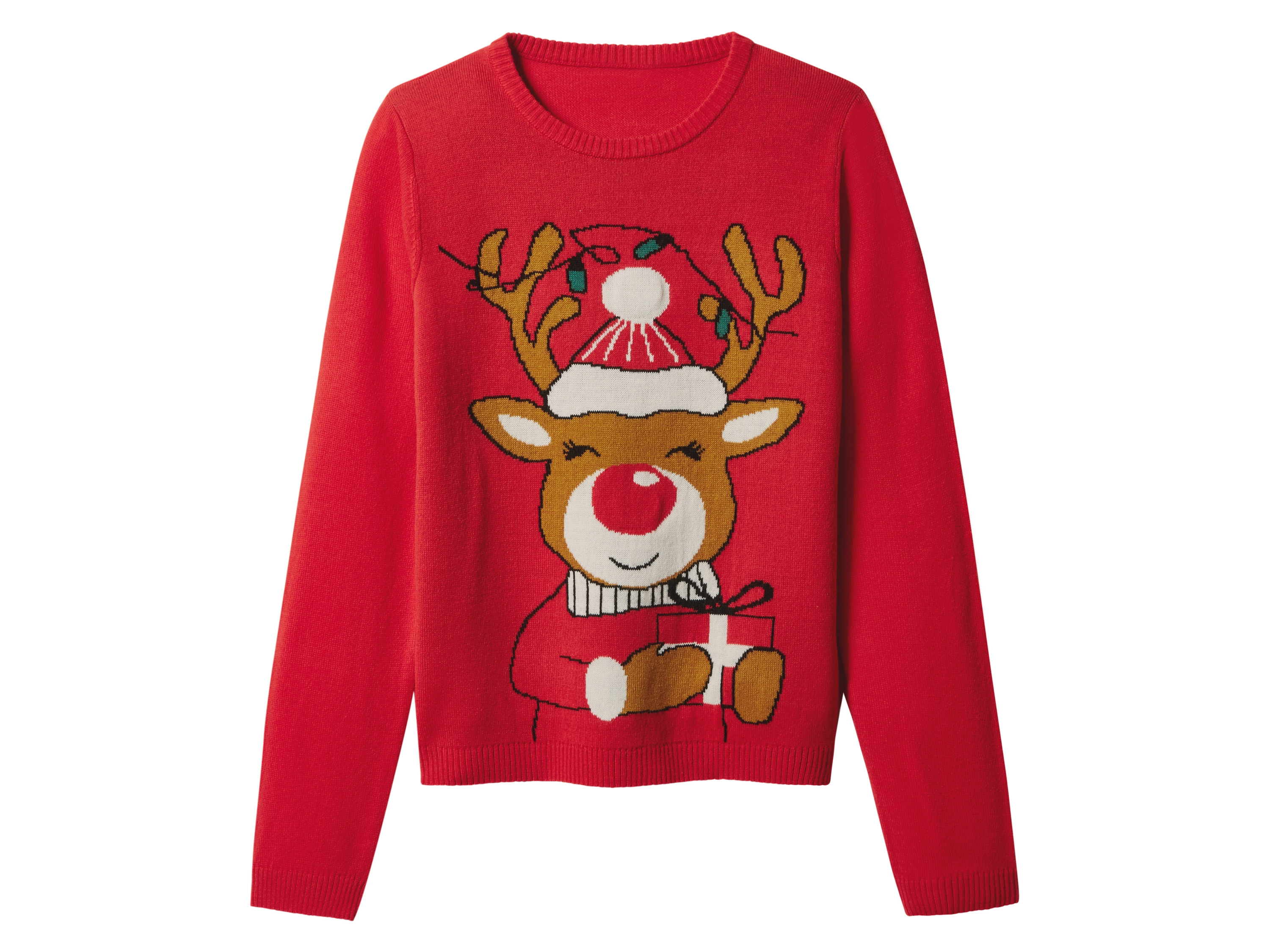 esmara® Dívčí vánoční svetr s LED efektem a hudbou (červená, 134/140)