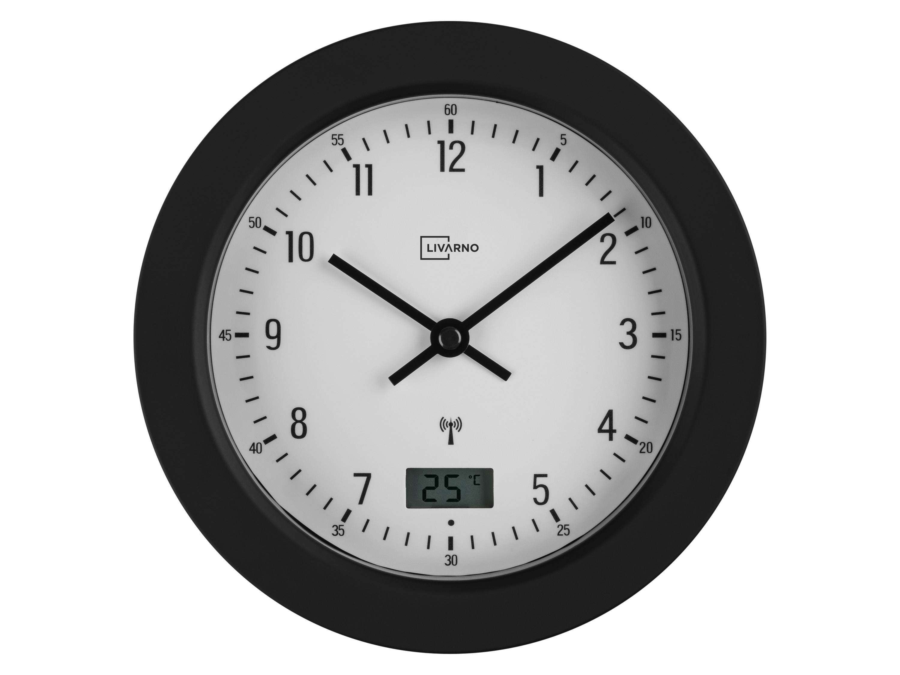 Livarno® Koupelnové hodiny řízené rádiovým signálem (černá)