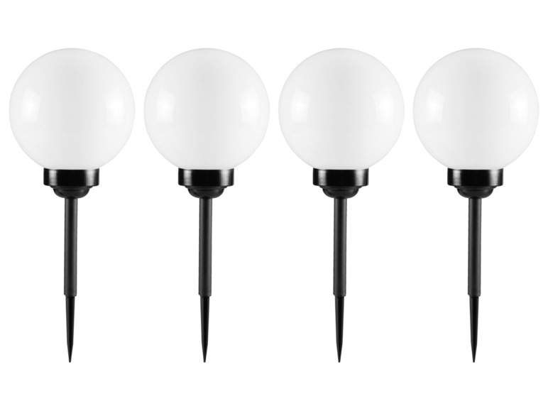 Sada solárních LED kulatých svítidel, Ø 20 cm, 4dílná, bílá