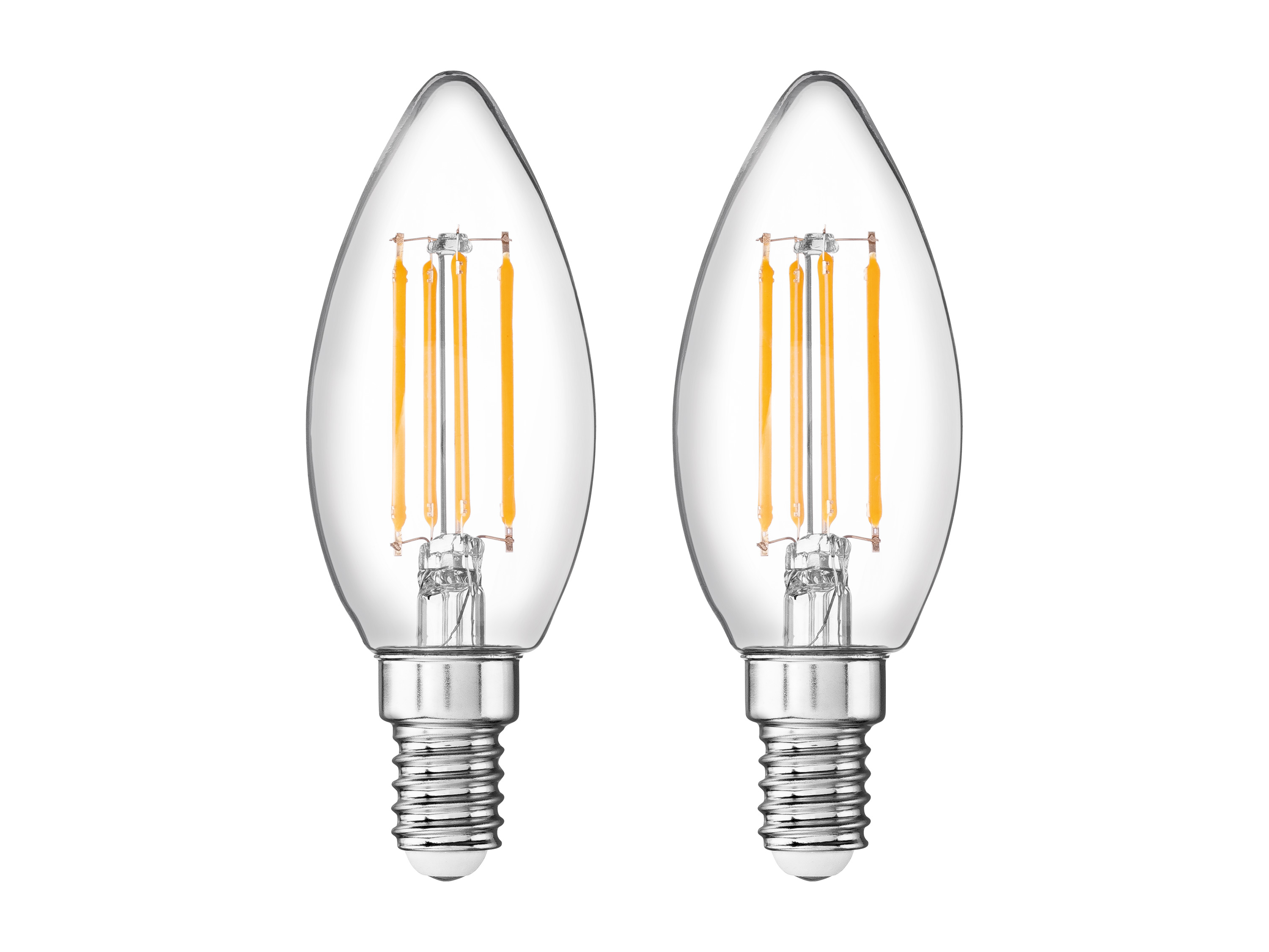 Livarno home Filamentová LED žárovka (svíčka E14 4,2 W, 2 kusy)
