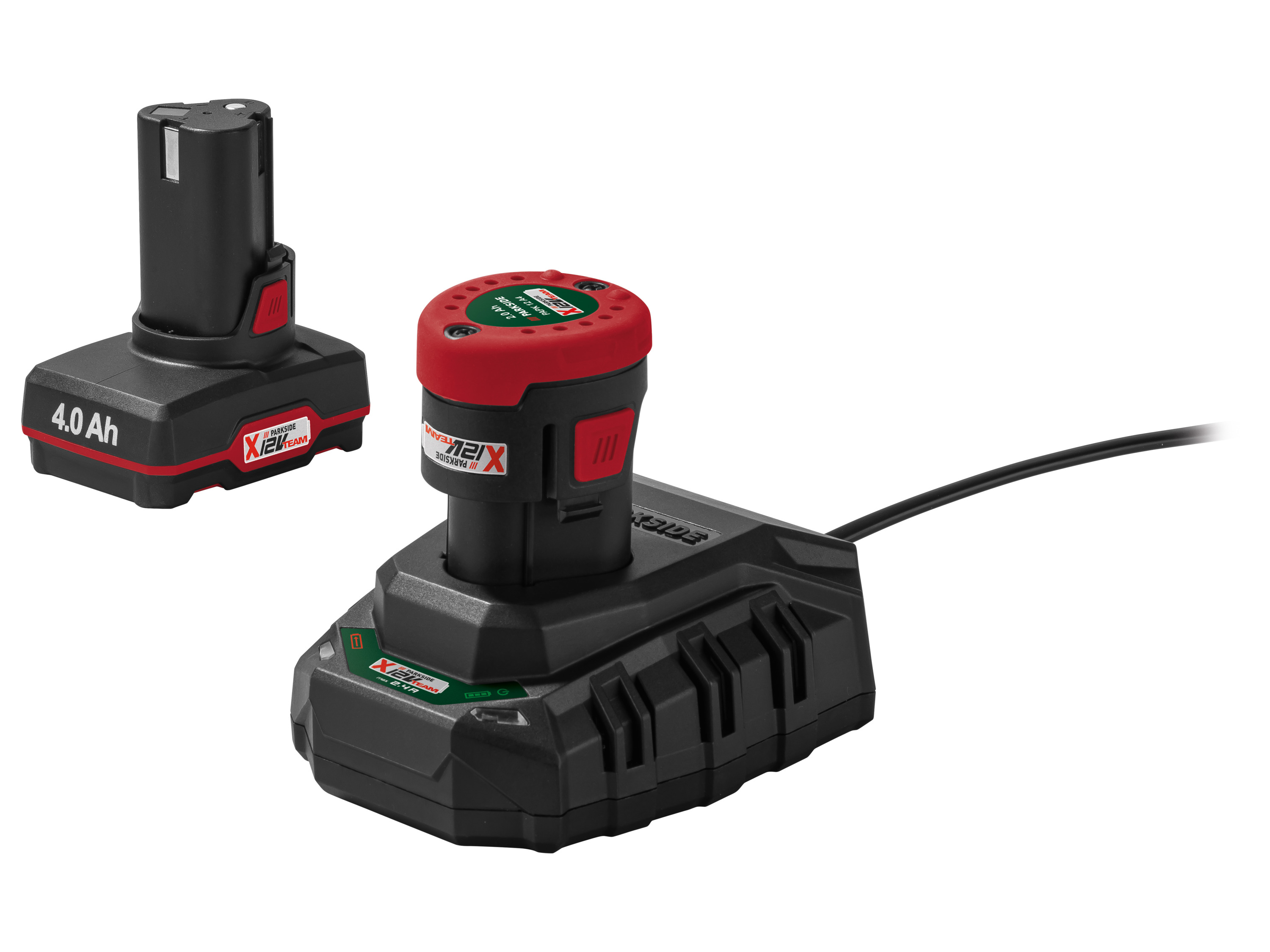 Parkside® Sada akumulátorů 4 Ah Papk 12 B4 + 2 Ah Papk 12 A4 a nabíječky Plgk 12 A3