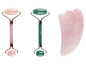 Dva růžové válečky z růženínu a gua sha z růženínu od Cien Beauty.