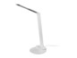 Bílá skládací stolní lampa s tenkou, flexibilní paží.