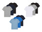 Sada šesti triček v různých barvách.