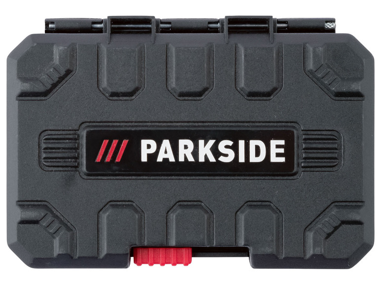 Černá plastová krabička s logem Parkside na nářadí