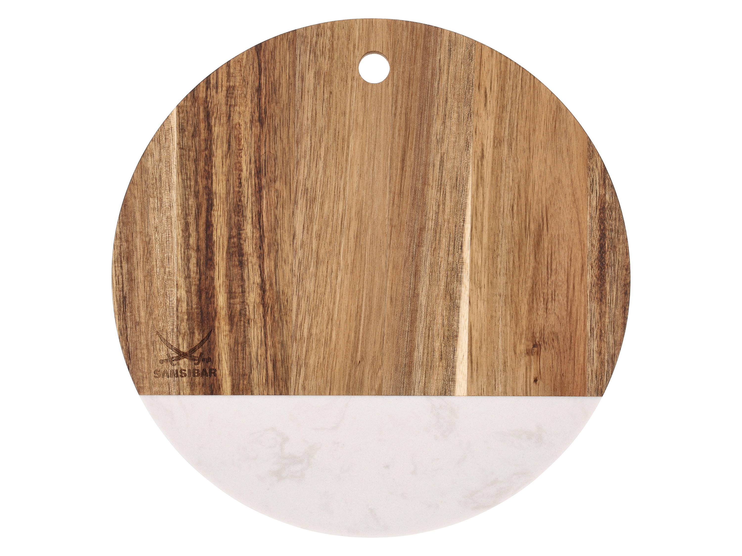 Sansibar Dřevěné prkénko (kulaté/bílá)