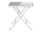 Bílý skládací stolek se šedou deskou; ideální ven.
