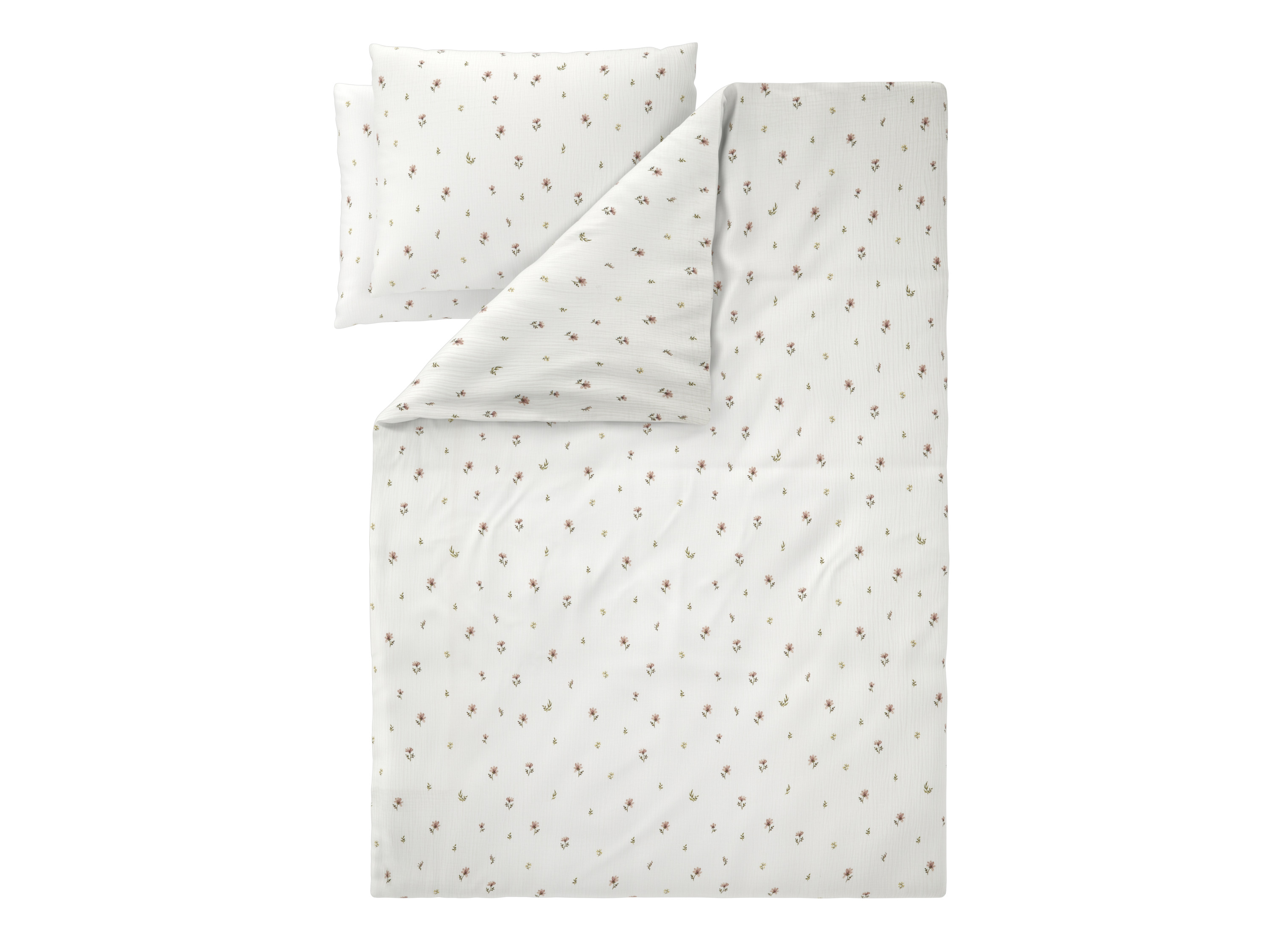 Livarno® Mušelínové ložní povlečení, 240 x 220 cm, 70 x 90 cm (květiny/bílá)