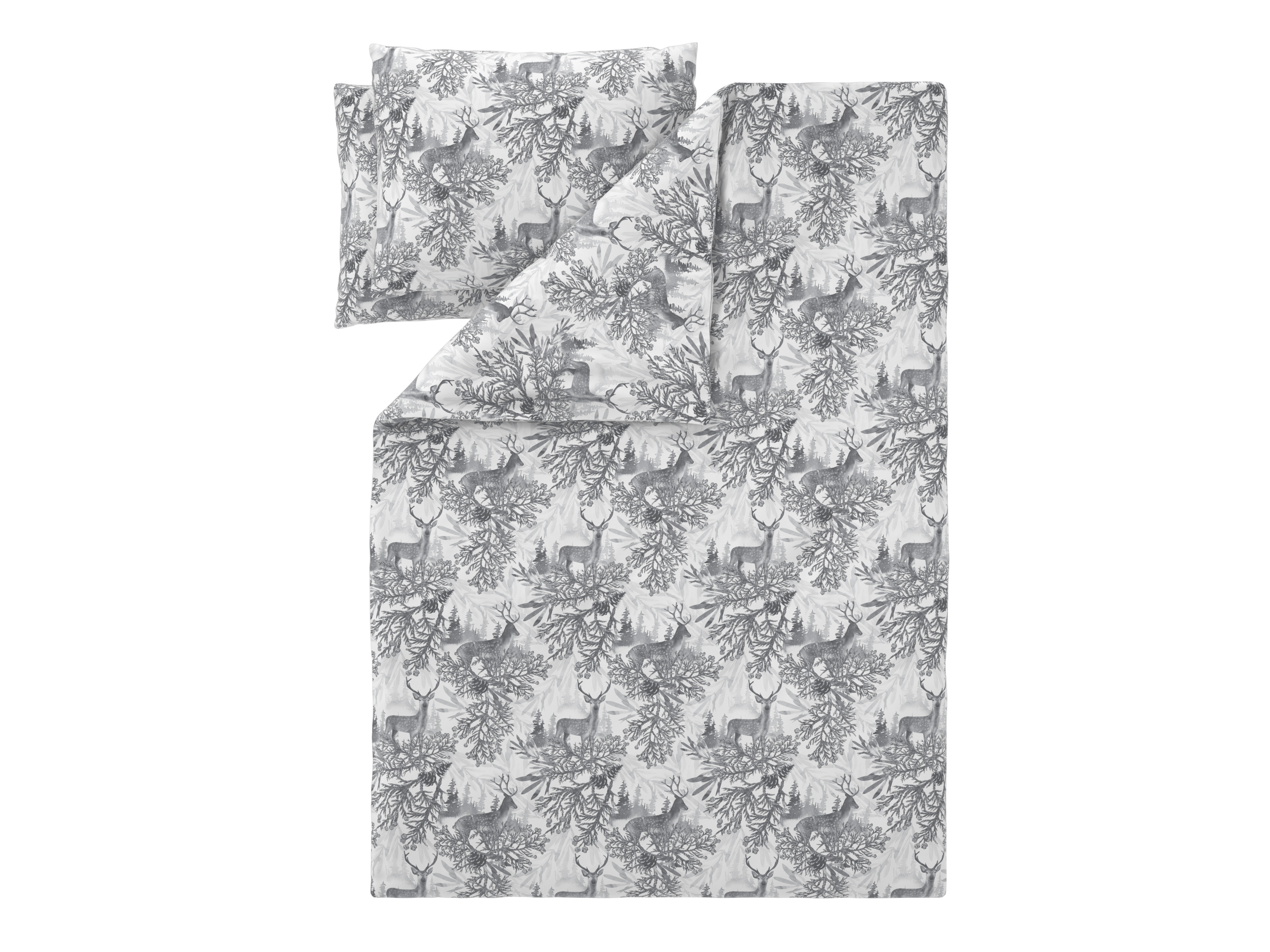 Livarno® Ložní povlečení z jemného flanelu, 200 x 220 cm, 70 x 90 cm (bílá/šedá)