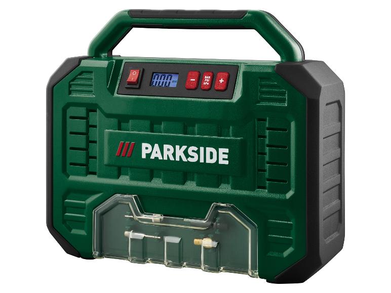 Kompresor Parkside: přenosné čerpadlo s digitálním manometrem.