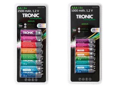 TRONIC® Nabíjecí baterie Ni-MH Ready 2 Use Color, 8 kusů, AA / AAA