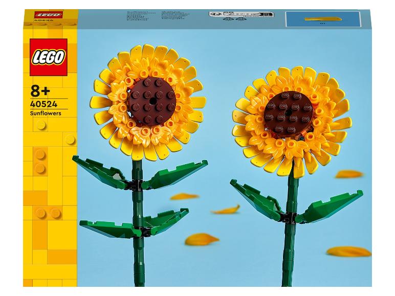 Sada LEGO se dvěma žlutými slunečnicemi, pro děti od 8 let.