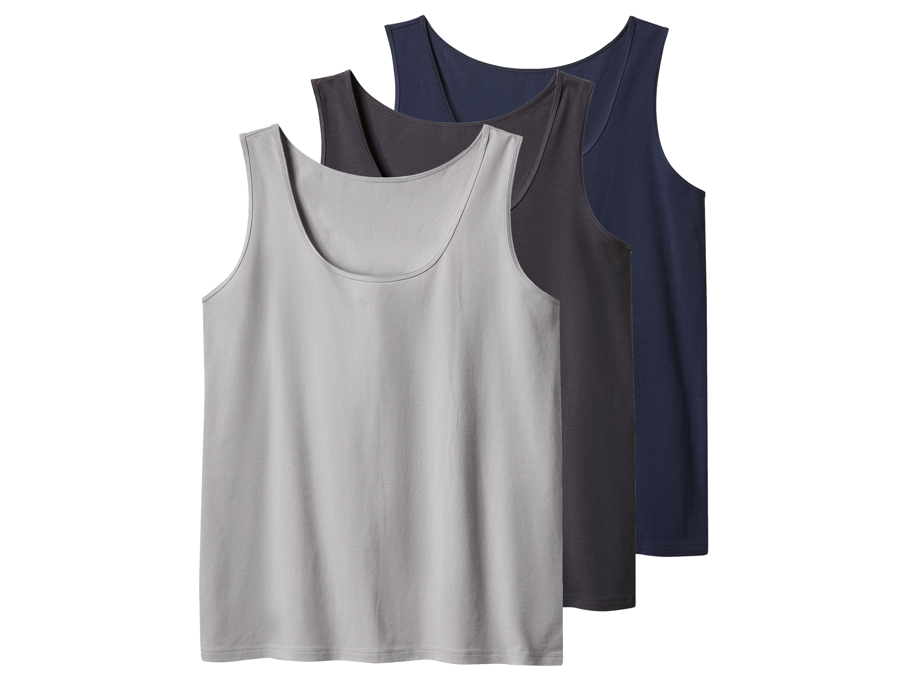esmara® Dámské tílko, 3 kusy (navy modrá / tmavě šedá / světle šedá, 3Xl(56/58))