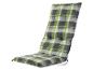 Sedák na židli v zelené a šedé kostce.