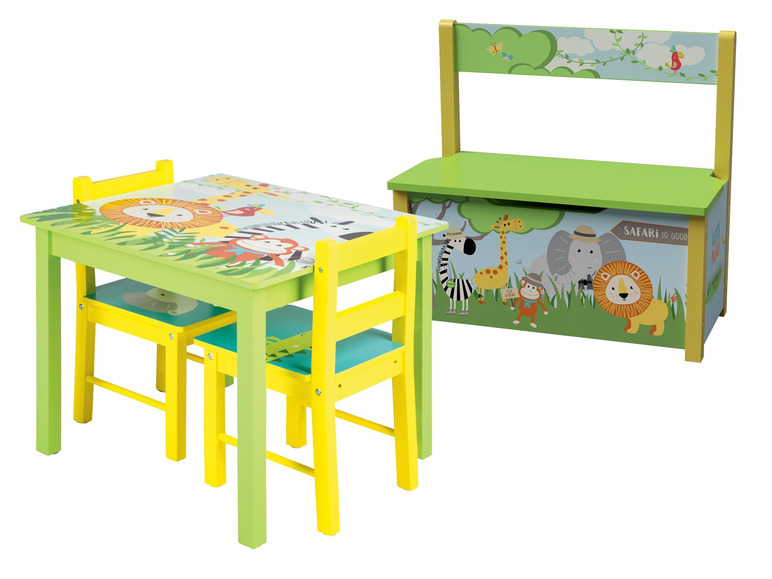  Zobrazit na celou obrazovku LIVARNO home Dětský stůl s lavicí a 2 židličkami Safari - Obrázek 1