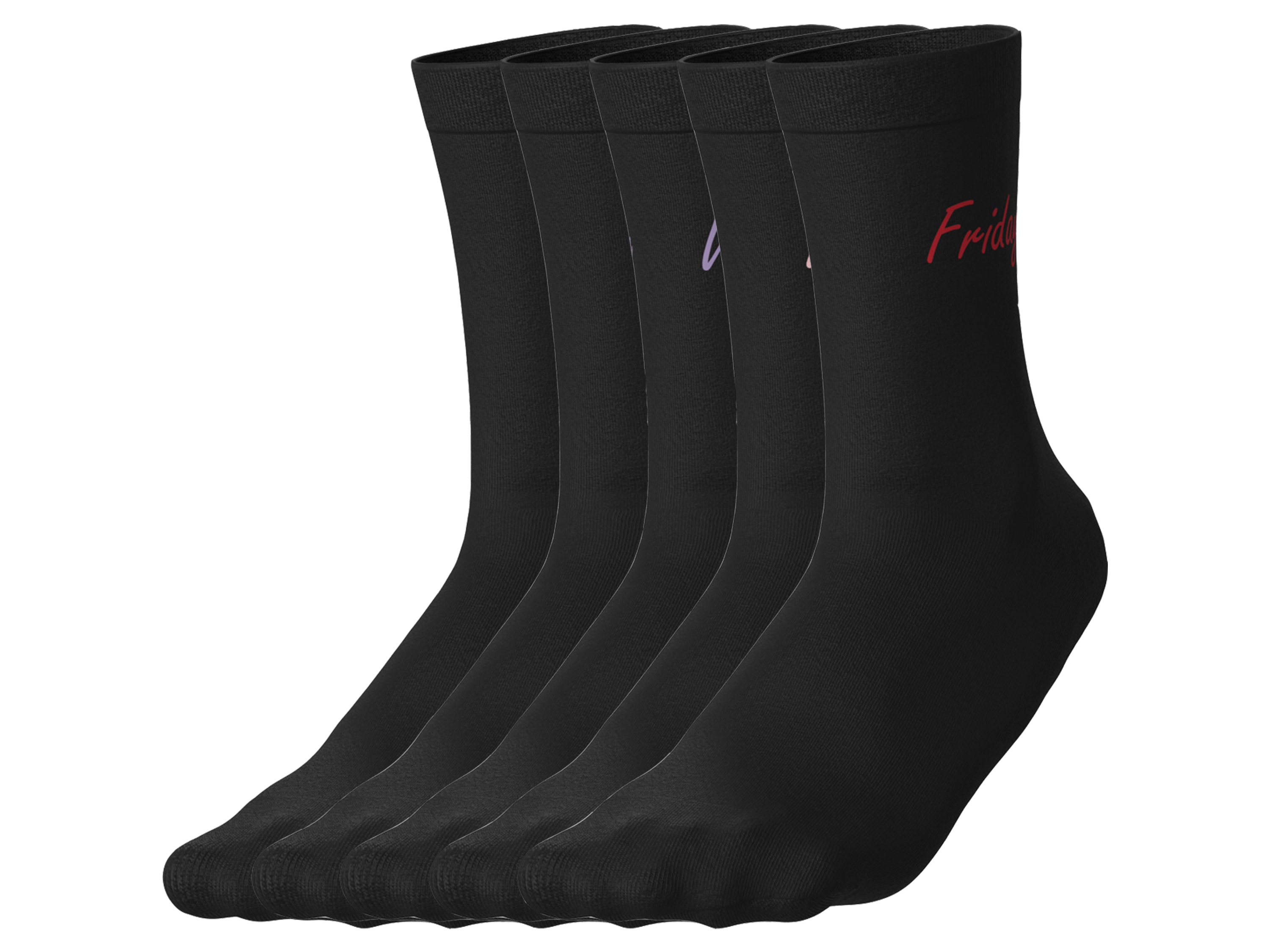 esmara® Dámské ponožky s BIO bavlnou, 5 párů (dny v týdnu / černá, 39/42)