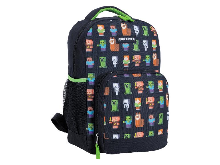 Batoh Minecraft s pixelovými postavičkami.