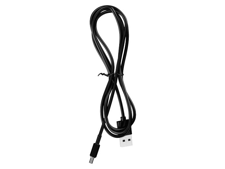 Černý stočený USB kabel s konektory USB-A a mini-USB