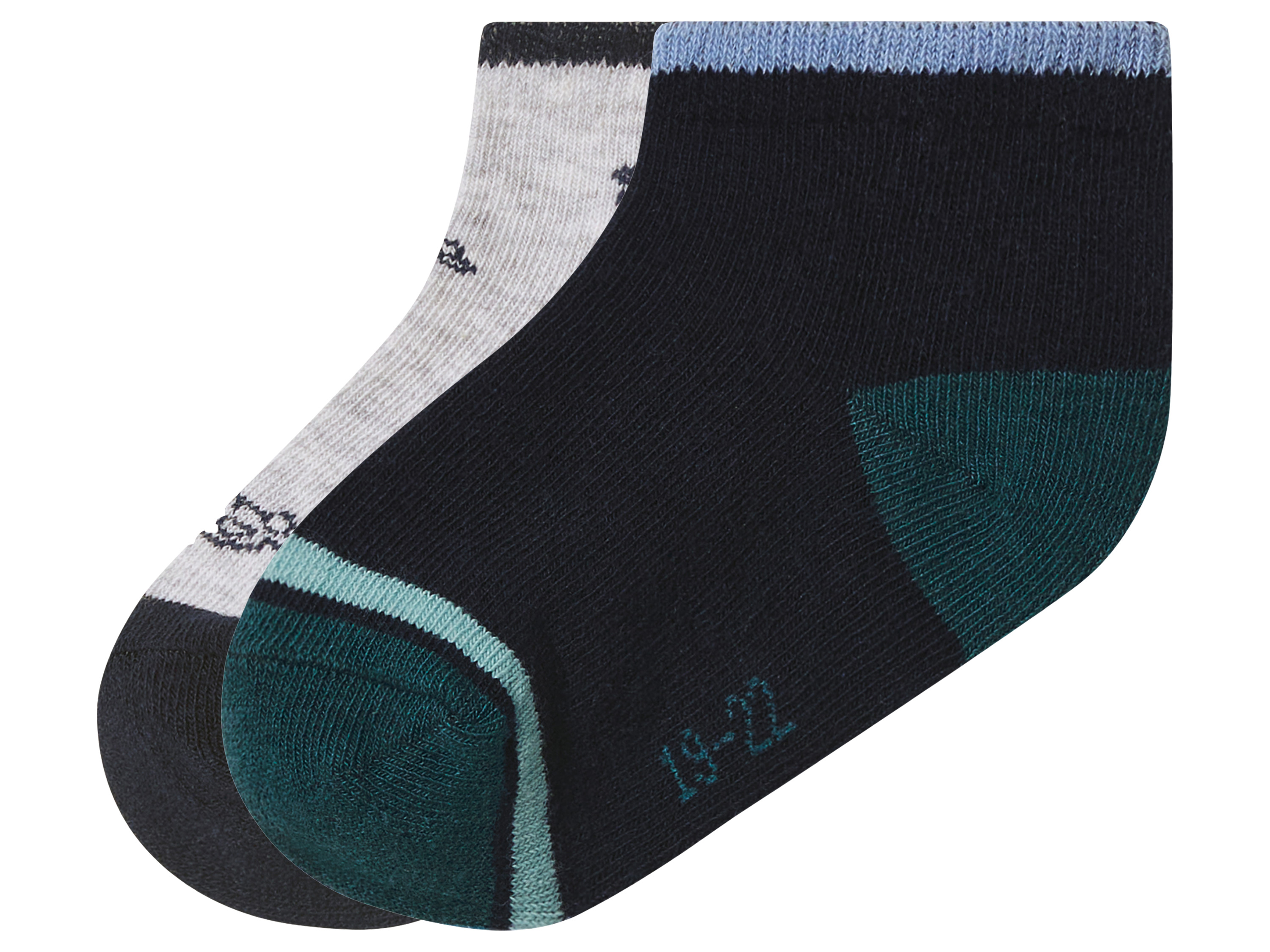 lupilu® Dětské ponožky s BIO bavlnou, 2 páry (auta / šedá / navy modrá, 19/22)