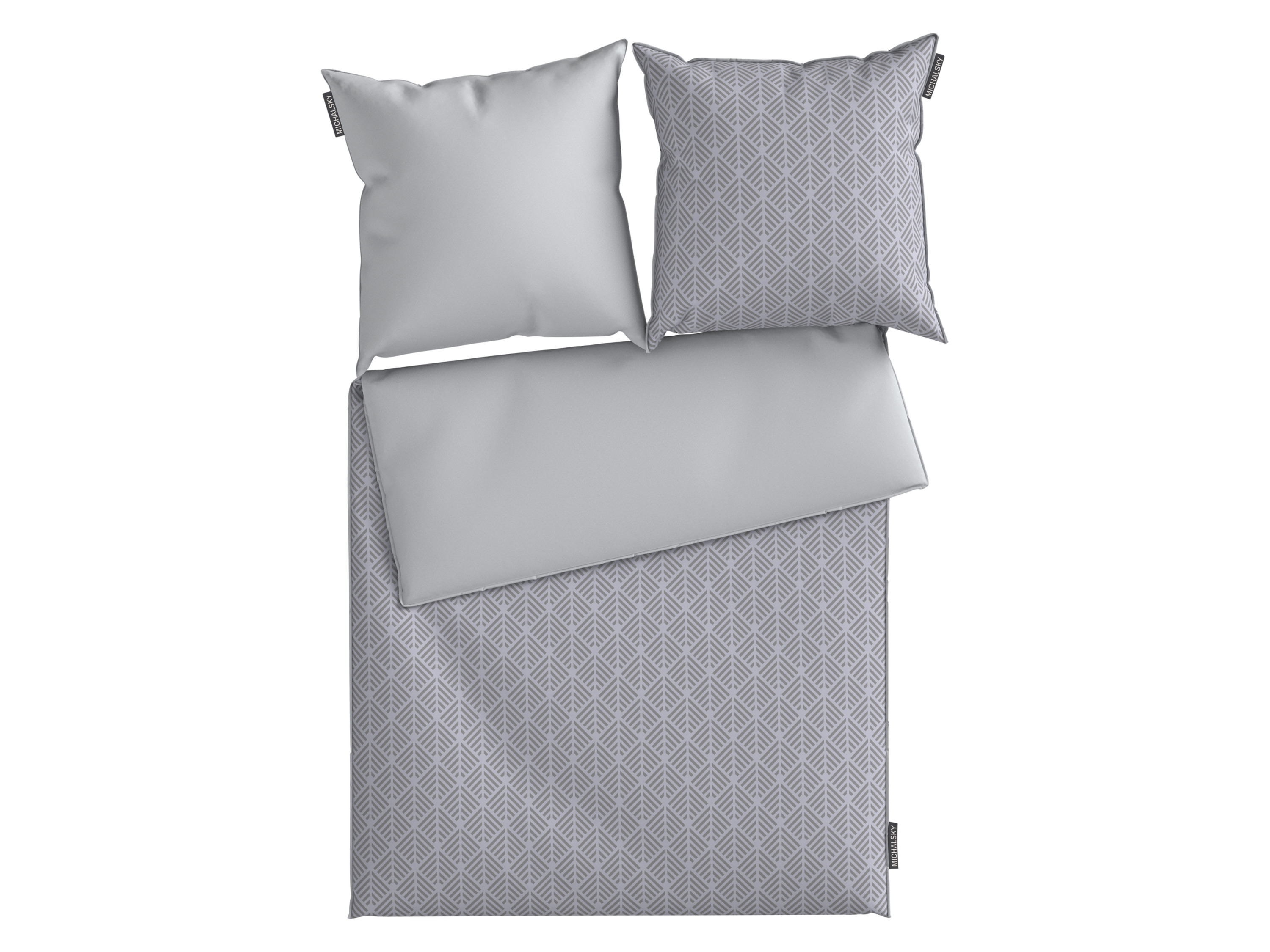 Michalsky Saténové ložní povlečení, 240 x 220 cm, 70 x 90 cm (šedá)