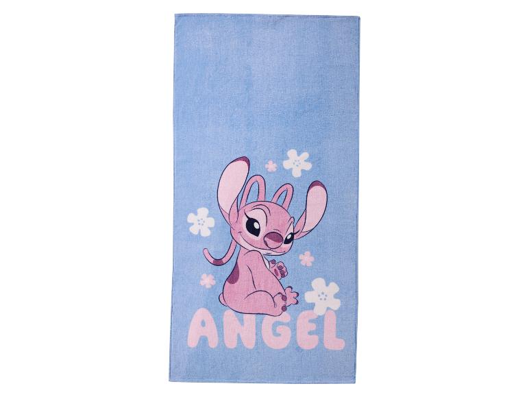 Modrý plážový ručník s Angel z Lilo a Stitch.