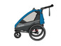 Modrý vozík za kolo Qeridoo Sportrex2 se dvěma velkými koly.
