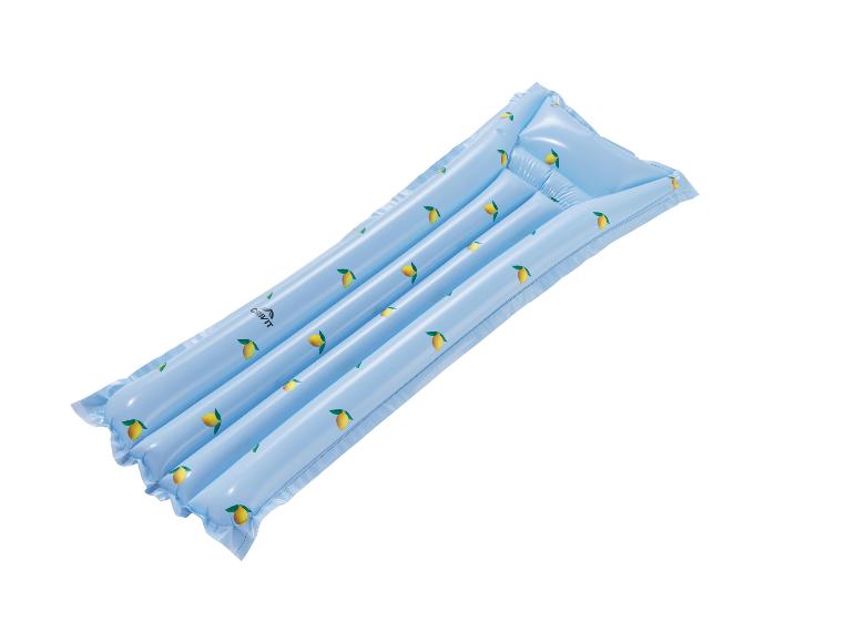 Modrá nafukovací matrace Crivit s citronovým vzorem na koupání.