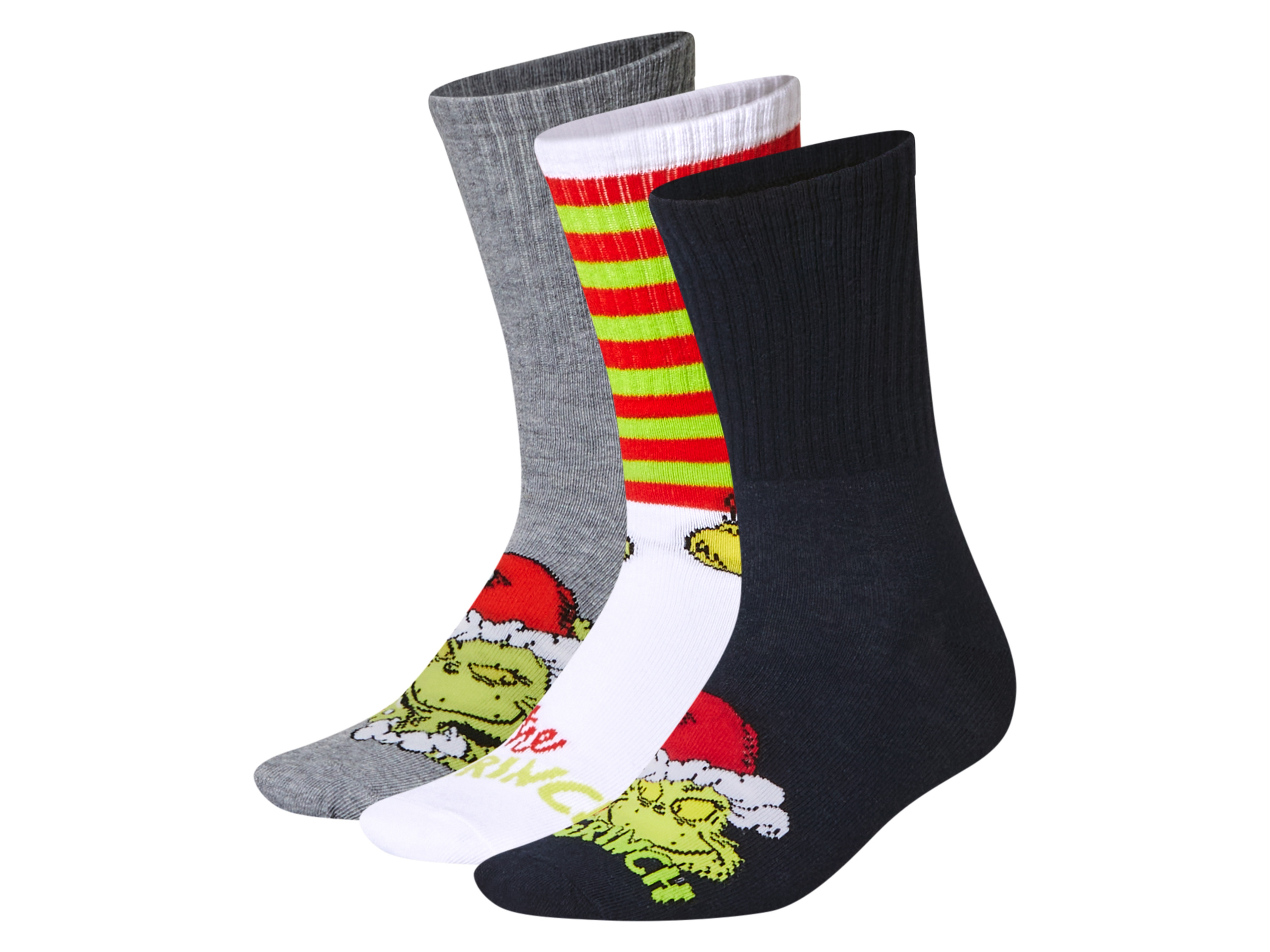 Dámské / Pánské ponožky Grinch, 3 páry (navy modrá / bílá / šedá, 43-46)