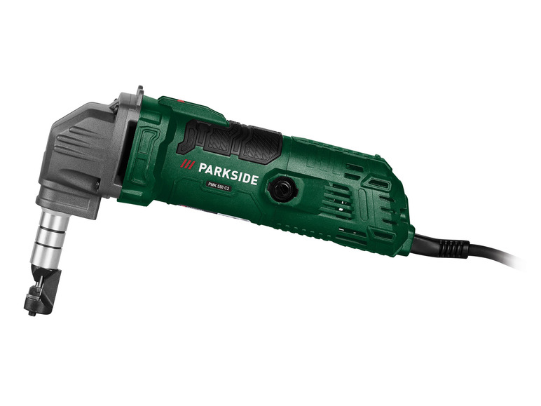Zelený kovoobráběcí nůž Parkside PMK 550 C2.