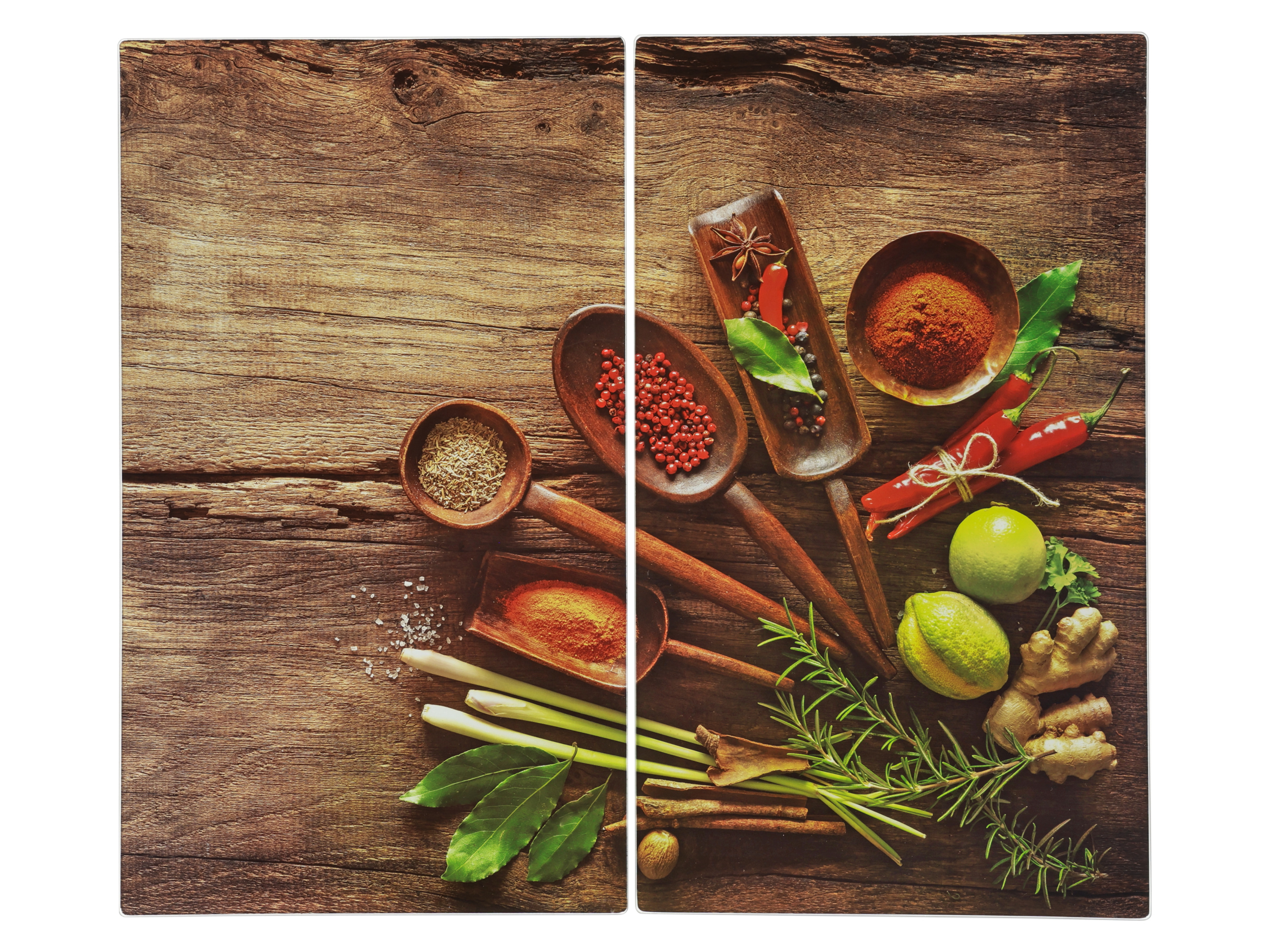 Silvercrest® Skleněná krycí deska na varnou desku, 2 kusy (dřevo)