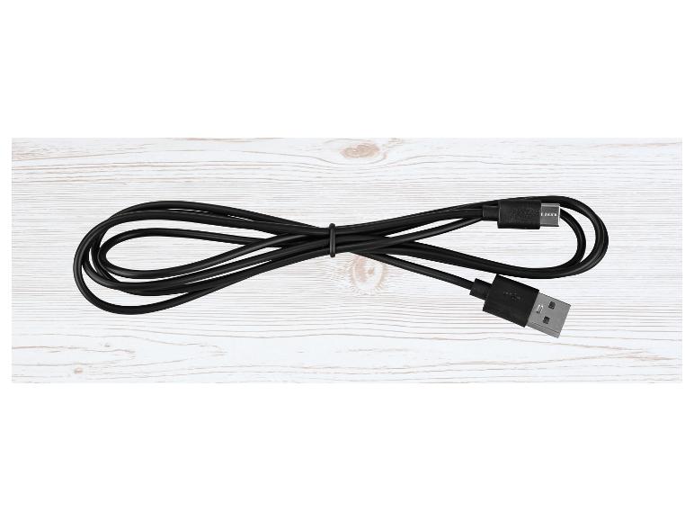 Černý USB kabel s konektory USB-A a micro-USB.