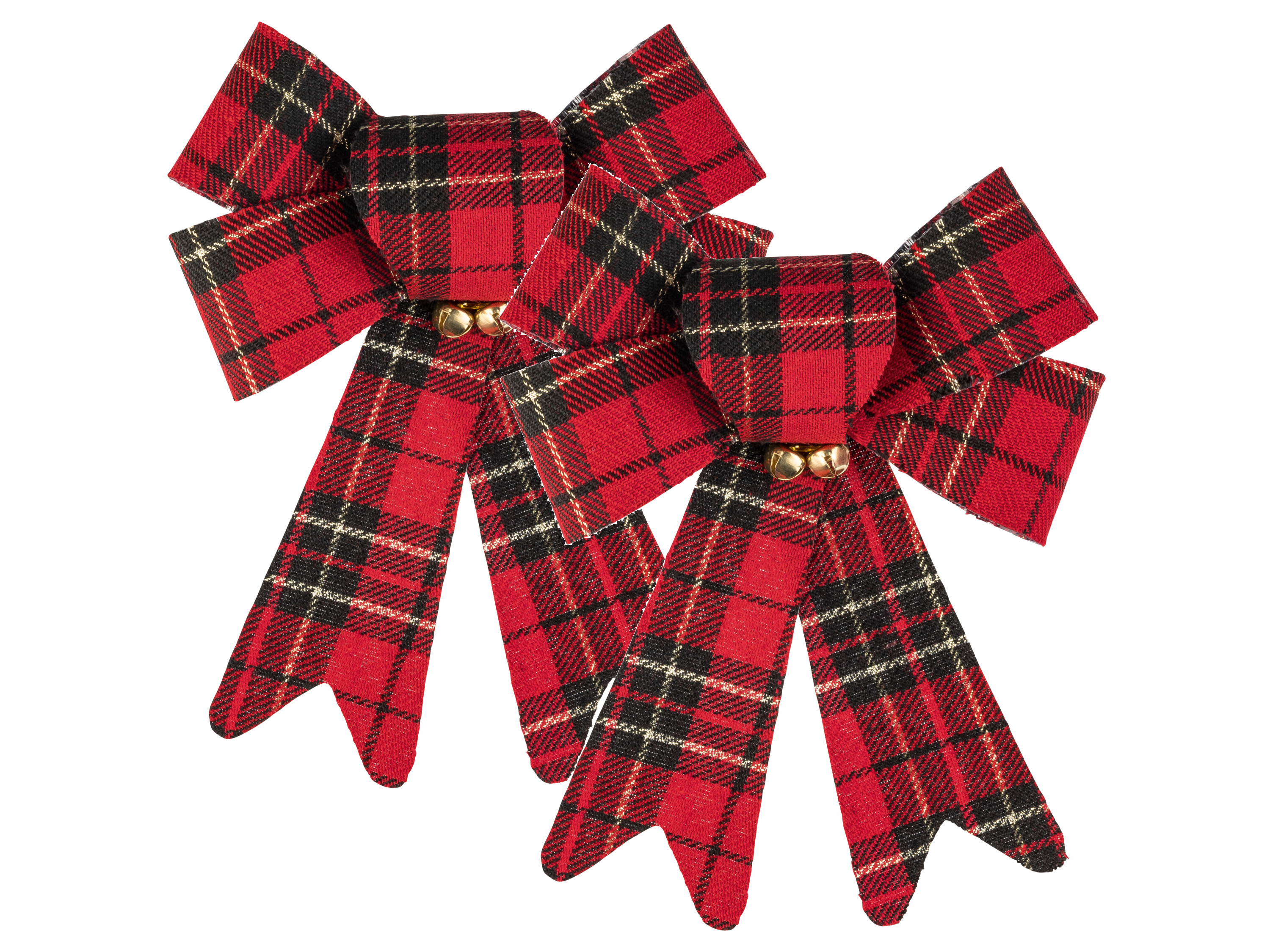 Livarno home Dekorativní mašle se zvonečky, 2 kusy (kostkované)