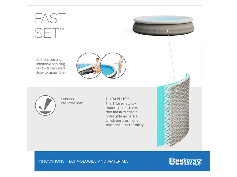  Zobrazit na celou obrazovku Bestway Bazén Fast Set s filtračním zařízením, Ø 3,96 x 0,84 m - Obrázek 9