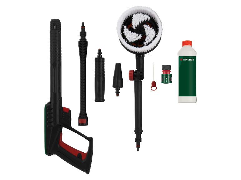 Sada Parkside pro vysokotlaký čistič s rotační kartáčovou hlavicí a příslušenstvím.