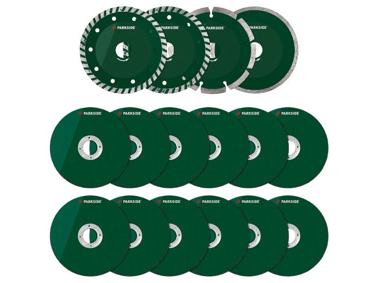 Kotouče Parkside pro broušení a řezání.