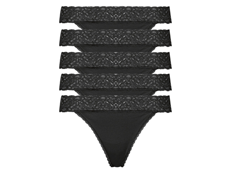 esmara Dámské krajkové kalhotky, 5 kusů (L (44/46), černá)
